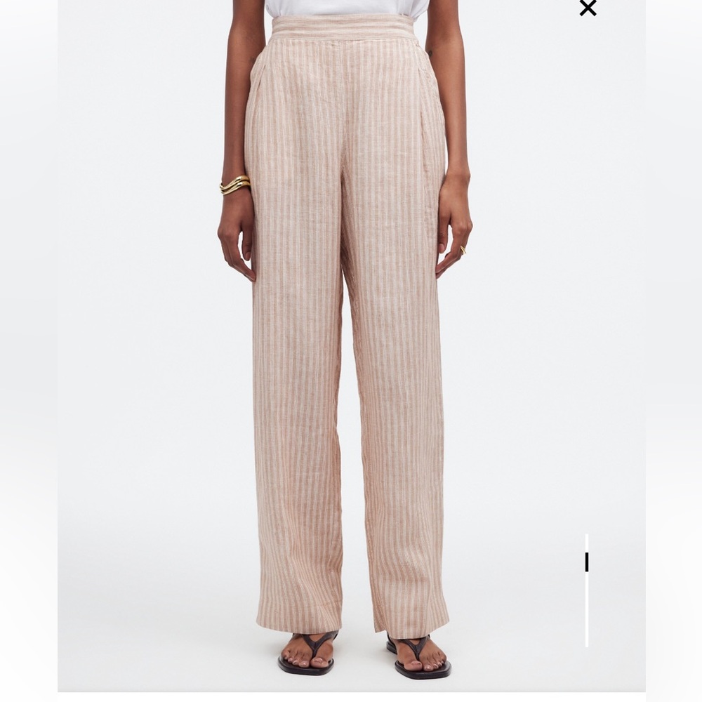 Madewell Beige Striped Linen Crop Pant, Size 4